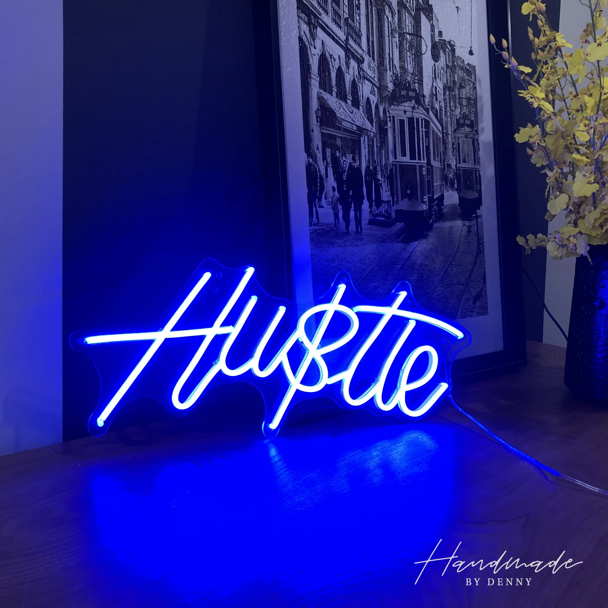 

Светодиодная неоновая вывеска Hustle для украшения стен, питание от USB, подходит для офиса, спортзала, декора мужской комнаты.