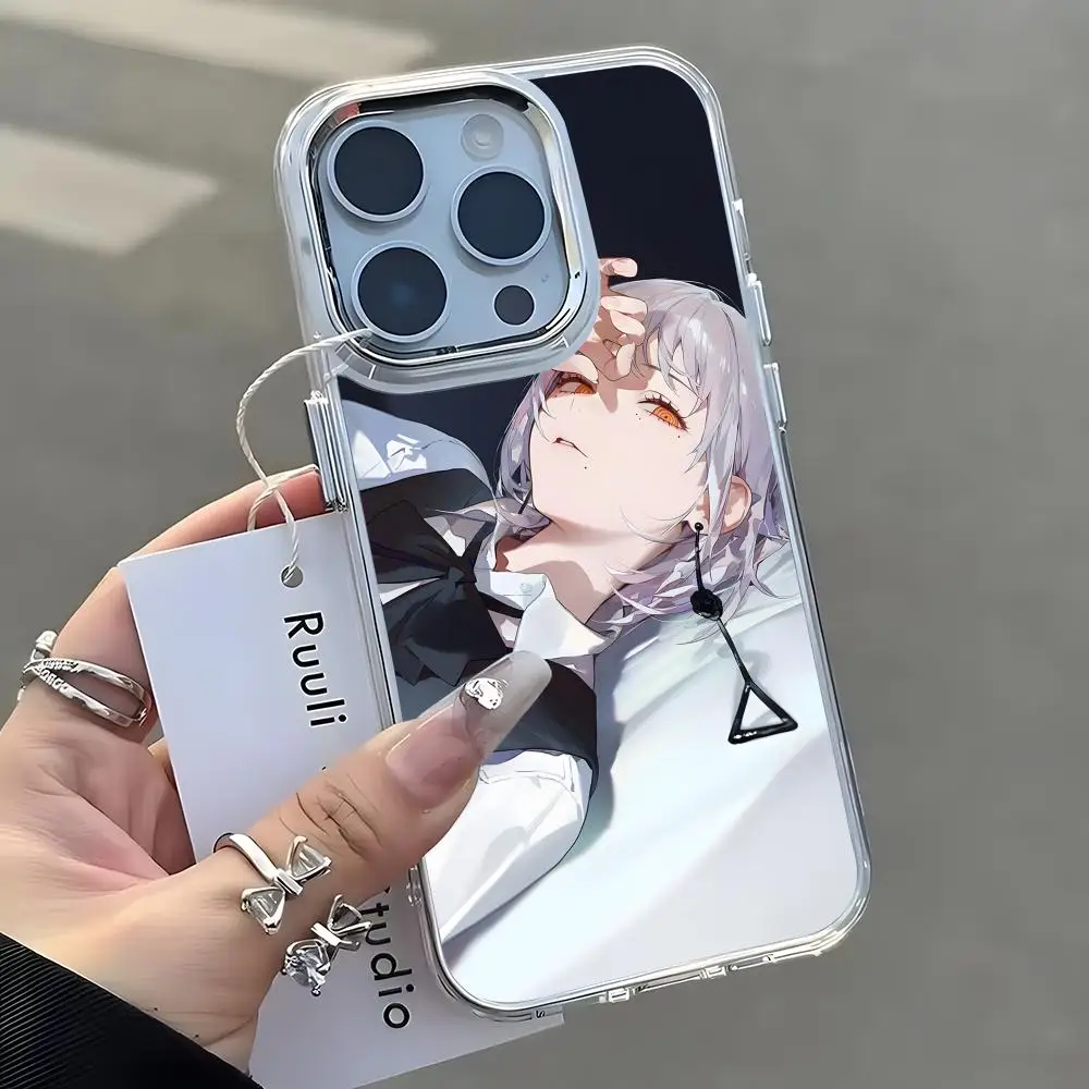 Funda para Teléfono Chainsaw Man The Famine Devil para iPhone 17 16 15 14 13 12 11 Pro Max Plus, con Botón Cromado, Anillo para Cámara, Transparente