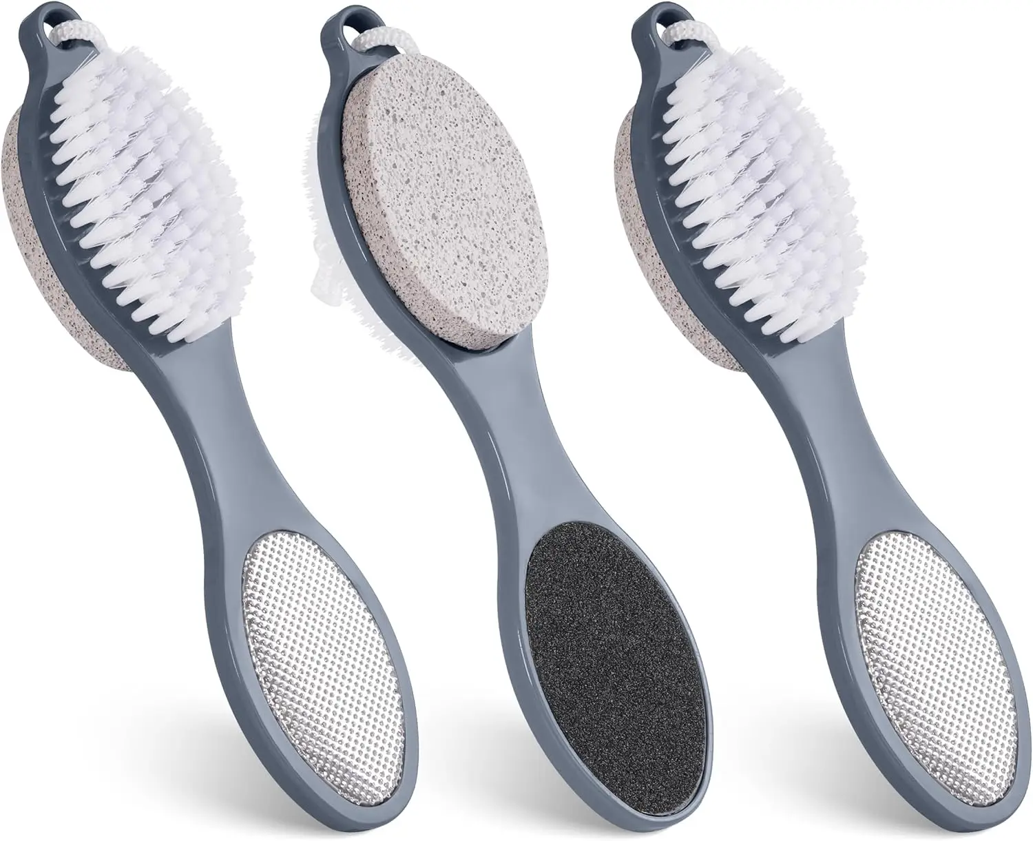 

4-in-1 Foot Scrubber with Pumice Stone, Rasp & Sandpaper for Dead Skin Removal in Shower