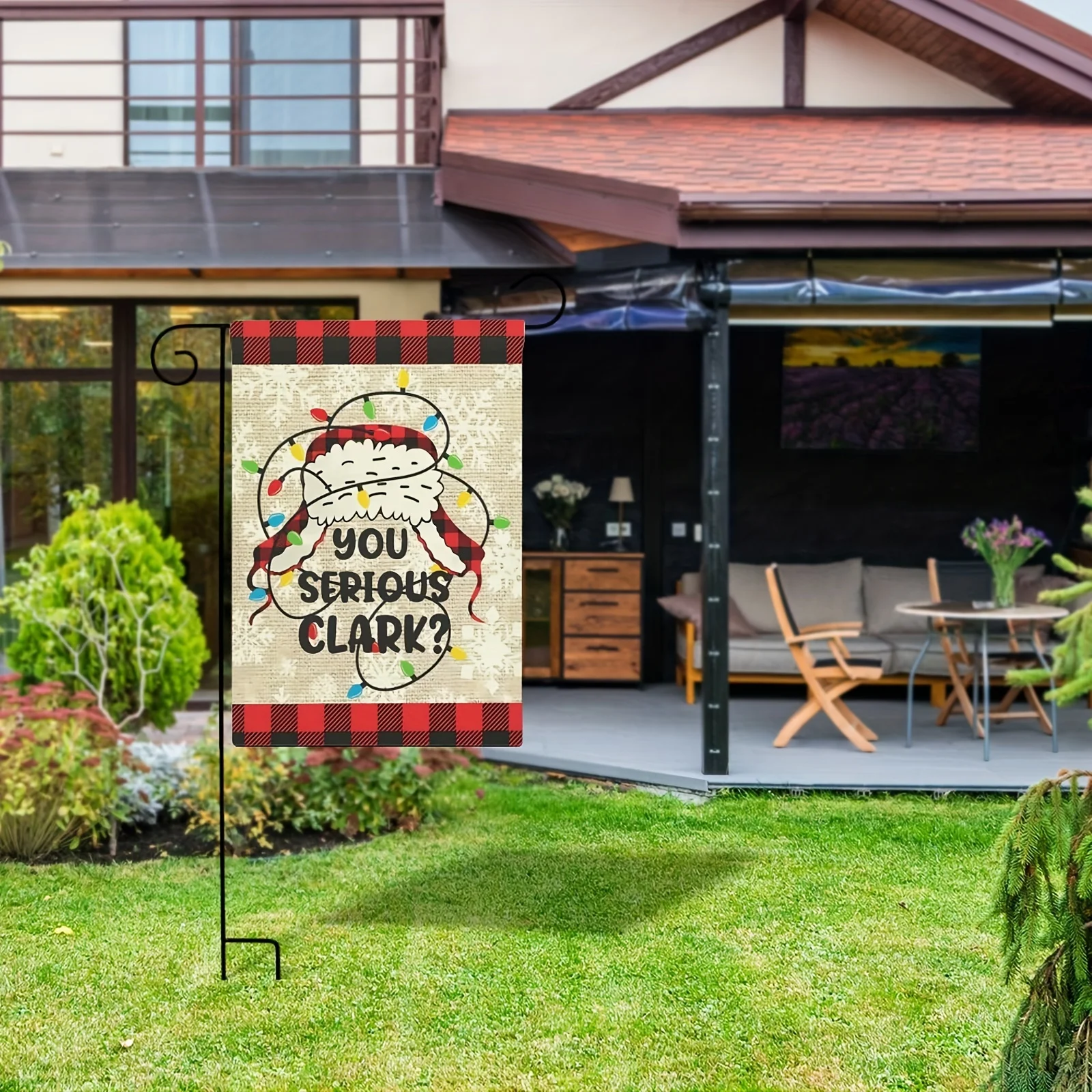 1pc Christmas Santa Hat Garden Flag - Print, Weather-Resistant Polyester, Festive Outdoor Decoration for Yard, Patio - 