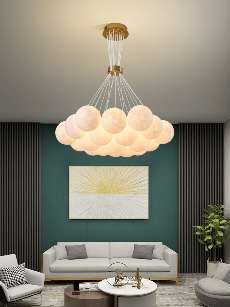 

Parlor Pendent Lamp Minimalist Modern 3D Moon Bubble Ball Children's Room Nordic Bedroom Light