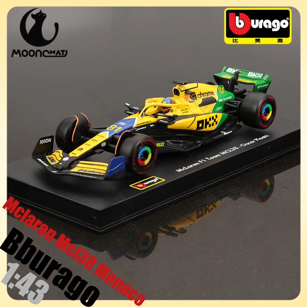 New Bburago 1:43 Mcl38 Monaco Mclaren Mcl38 Miami 2024 F1 Alloy Miniature 4# Lando Norris 81# Oscar Piastri  Diecast Model Toy