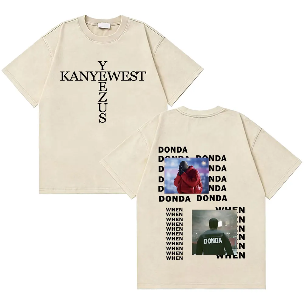 Washed Vintage Rapper Kanye West Graphic T-shirt Men Women Hip Hop Fashion Crewneck Short Sleeve T Shirt Men's Oversized Tshirt