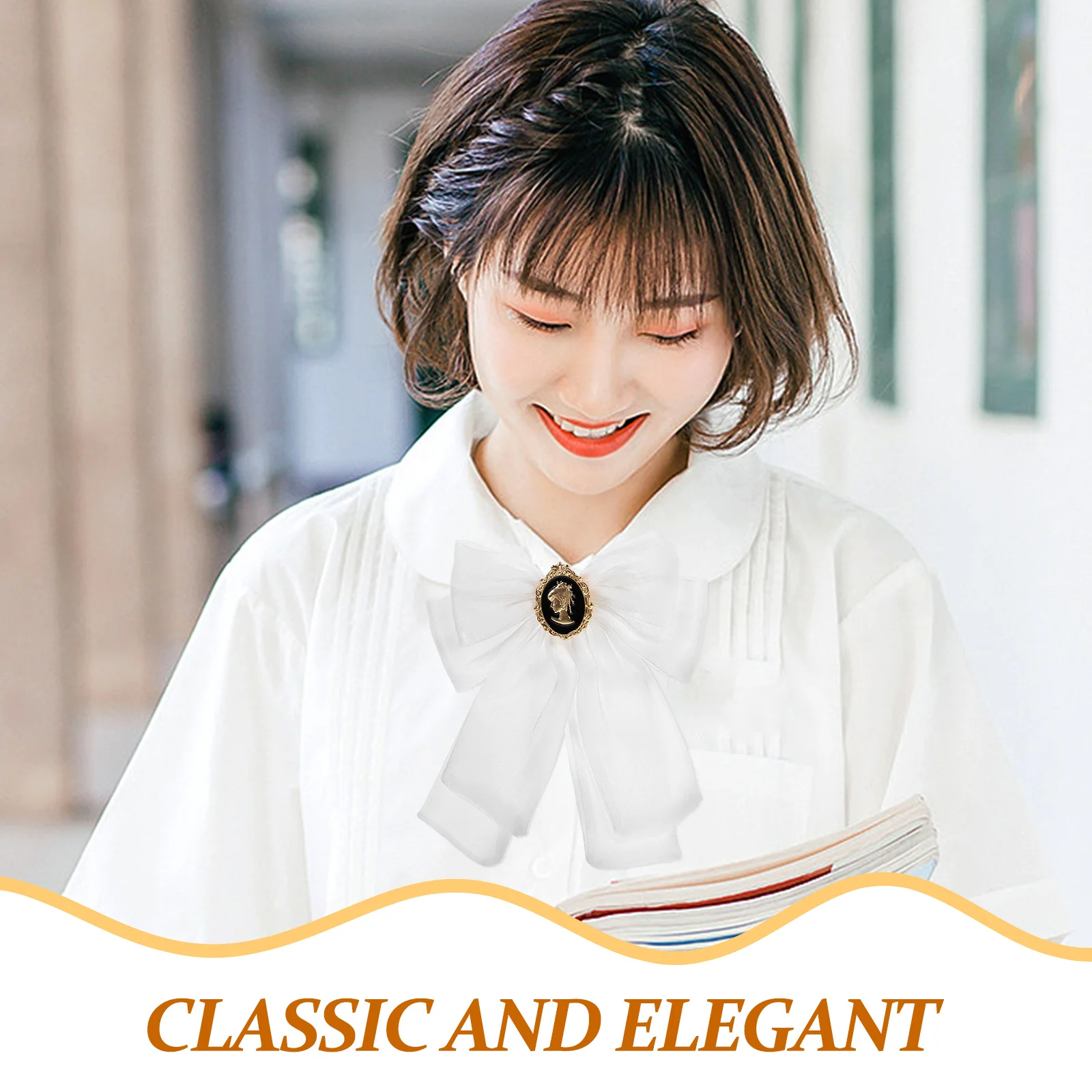 

Big Bowknot Brooch for Women Fashionable Vintage Collar Pin Dual Purpose Elegant Clothing Brooch for Sweater Skirt Coat Lapel