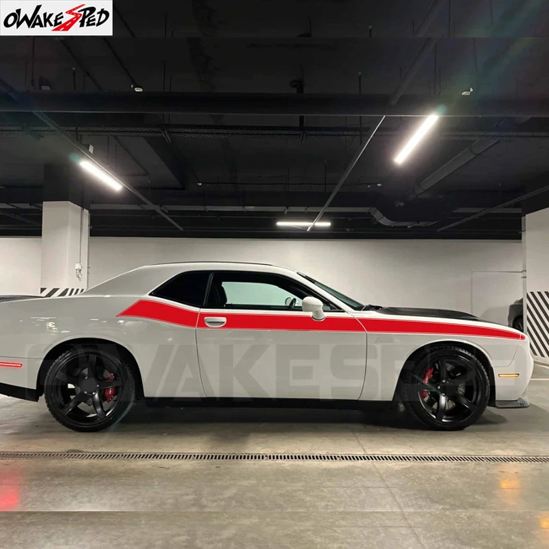 2pcs Car Body Side Accent Stripes for Dodge Challenger 2008-2023 RS Waistline Waterproof Decal Graphics Vinyl Tuning Stickers