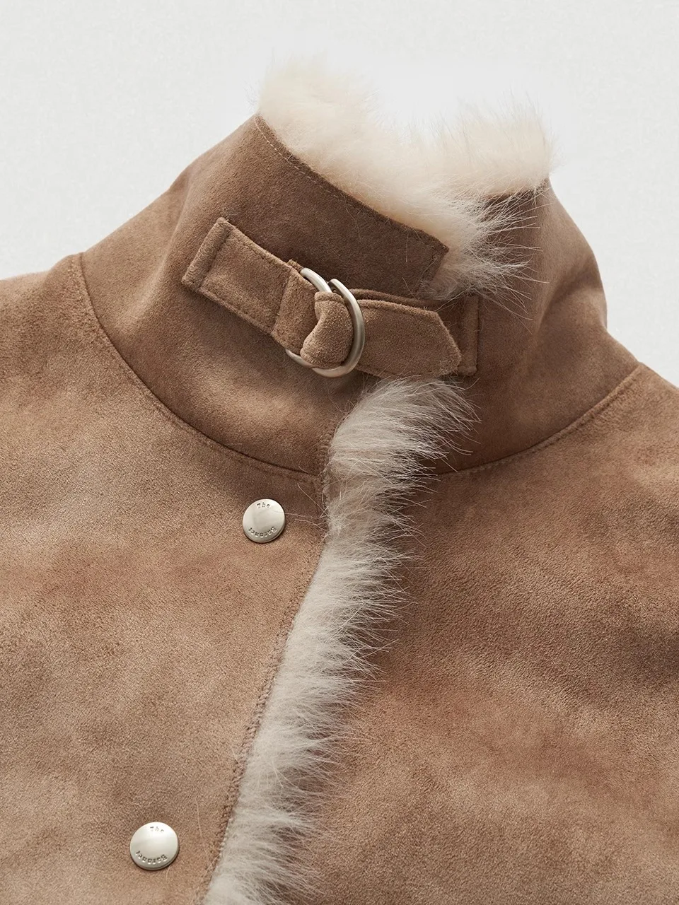 Jaet intercato in pelliccia e pelle ecologico per le donne Pendolari Sle Slim Fit Lungo Sve Thiened Autumn Season Button Cl...