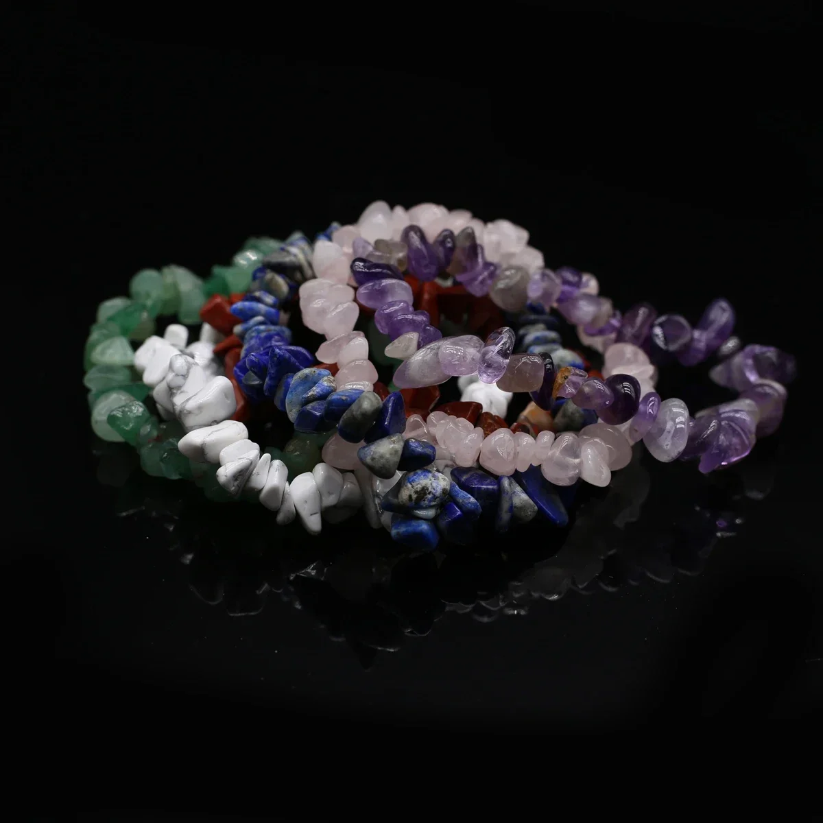 

10PCS Irregular Natural Stone Rose Quartz Turquoise Lapis Lazuli Green Aventurine Amethyst Bracelet Jewelry Gift for Men Women