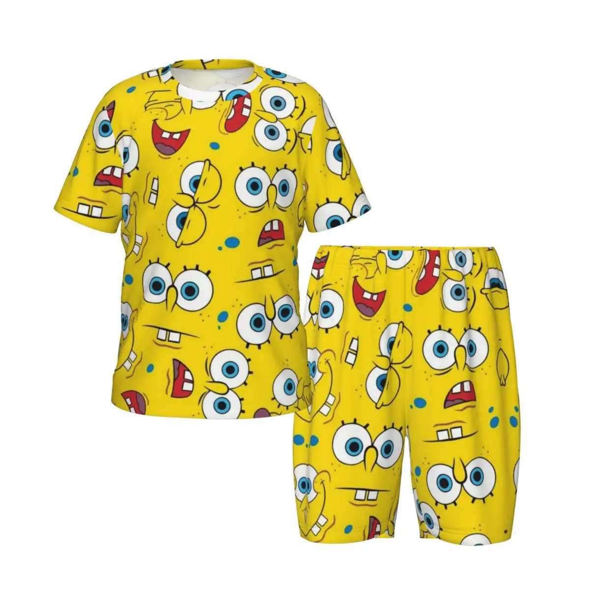 boy\'s girl\'s Pajamas Set Spongebob Down Tops and Shorts Pajama 2 Piece Pyjama Nightwear Loungewear for Summer