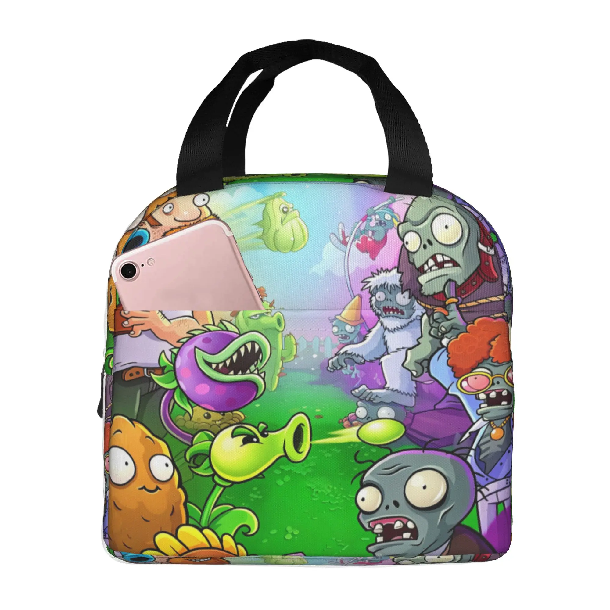 P-Plantsed Vs. Zombiesed Insulated Lunch Bag for Women Leakproof Sunflower Pattern Cooler Thermal Lunch Box School