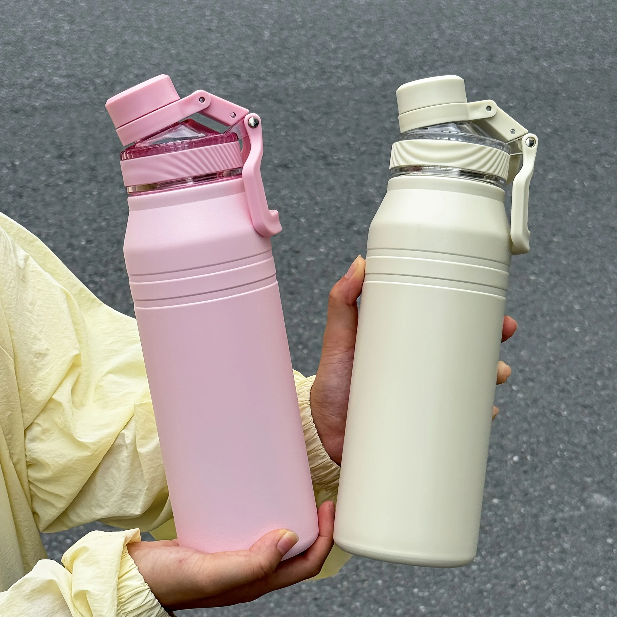 1pc Outdoor Camping Sports Insulated Bottle 1000ML Large Capacity Stainless Steel Direct Drinking Cycling Water Bottle Portable