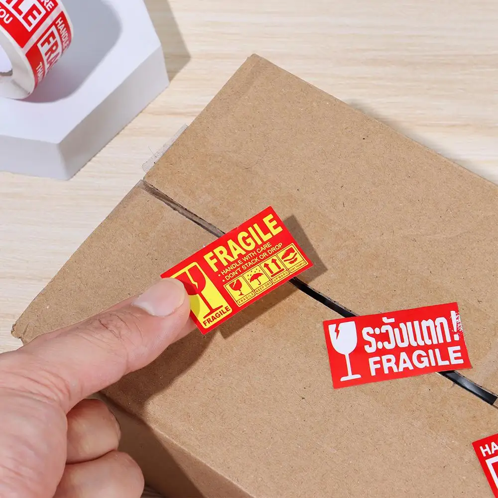 Useful Fragile Warning Sticker Adhesive Shipping Express Label Handle With Care Keep Special Tag Packaging Mark Care Shipping