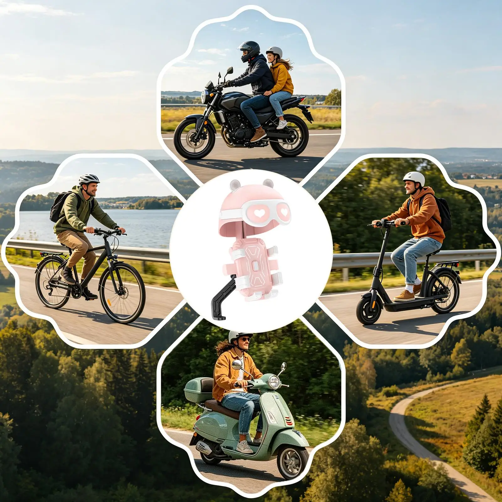

Bike Phone Mount Weather-Resistant Handlebar Clamp Bicycle Phone Holder For Cycling For Navigation Video Recording Call Mountain
