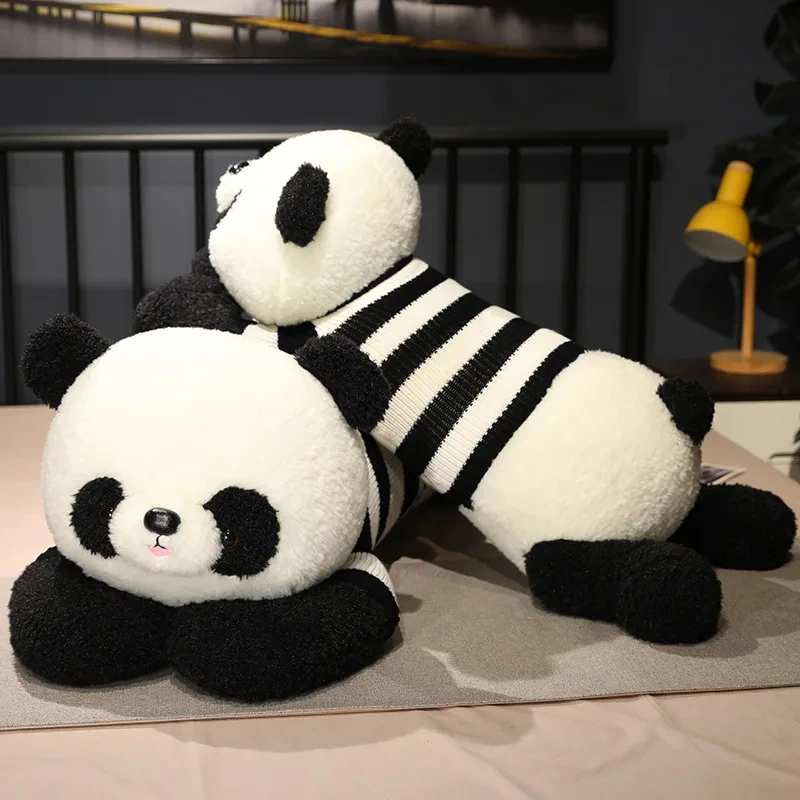 

Super Cute Sweater Giant Panda Plush Long Pillow Cartoon Stuffed Animal Lying Big Size Pandas Plushies Toys for Kids Girls Gifts