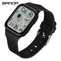 SANDA Men's Digital Wristwatch Military Step Kilometer 50M Waterproof Sports Casual Watch for Male Clock Relogios Masculino