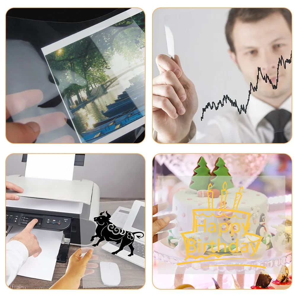 10Sheets Double-Sided Adhesive Film Paper High Definition Photo Printing Film Sheet for Printer Transparency Pet Spray Ink