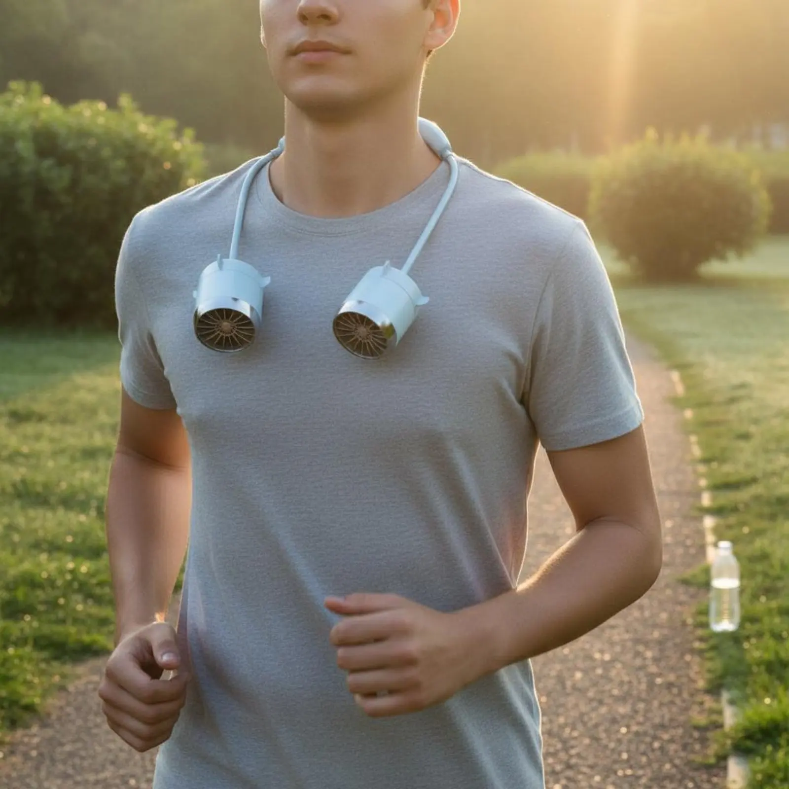 Portable Neckband Fan Universal Serial Bus Battery-Operated Neck Fan Individual Cooling Device Adjustable Speed Lightweight