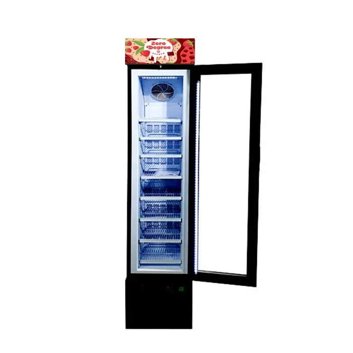 Vertical Slim Display Freezer with Glass Door for Ice Cream and Food