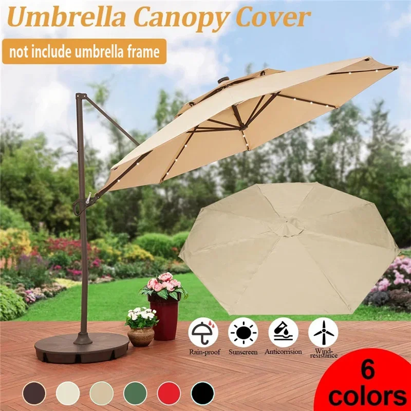 Diameter 3M Parasol Replacement Cloth Garden Umbrella Cover for 8-Arm Umbrella Outdoor Anti-UV Parasol Top Cloth