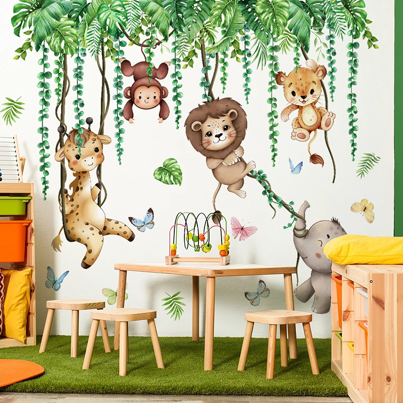Duża naklejka ścienna Safari w – Baby Nursery Jungle Wallpaper recenzja i cena