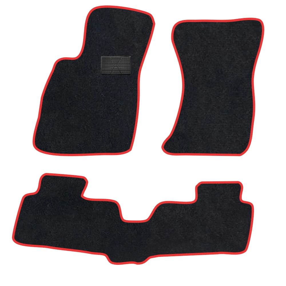 

Car Floor Mat For Audi Q5 Q5L 2025–present Polyester suede Anti Slip black Backing red Binding Trim Edge