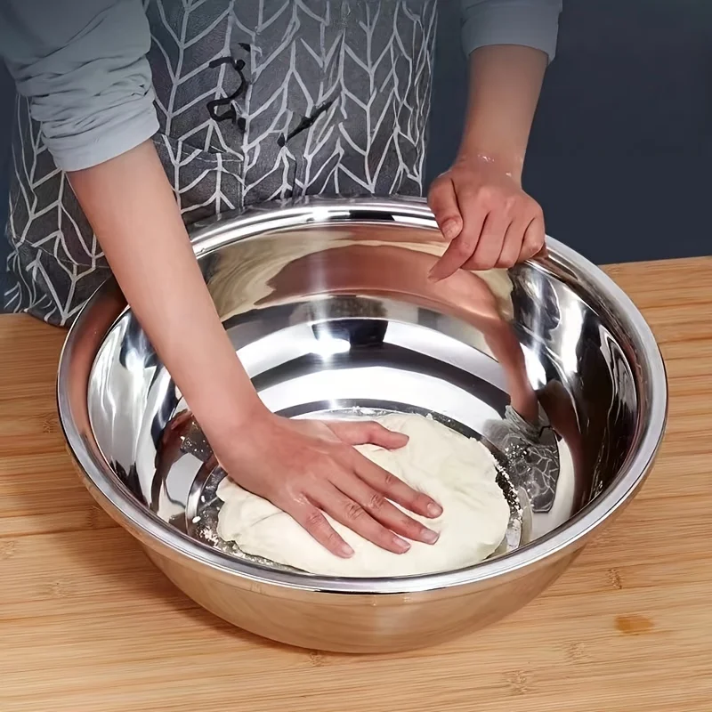 36cm Stainless Steel Basin, Extra Large and Thick, Multi-Purpose for Washing Vegetables, Mixing Dough, Soup, and as a Vegetable Basin, Chinese-Style Round Basin for Home Use