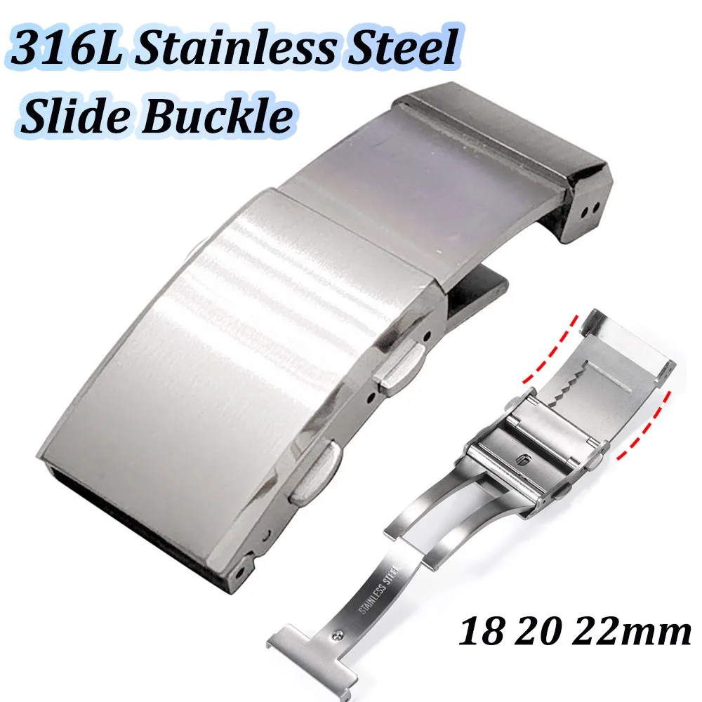 316L Stainless Steel Solid Buckle for Seiko 22mm 20mm18mm Clasp Double Lock Button Luxury Diver Buckle Metal Watch Accessories