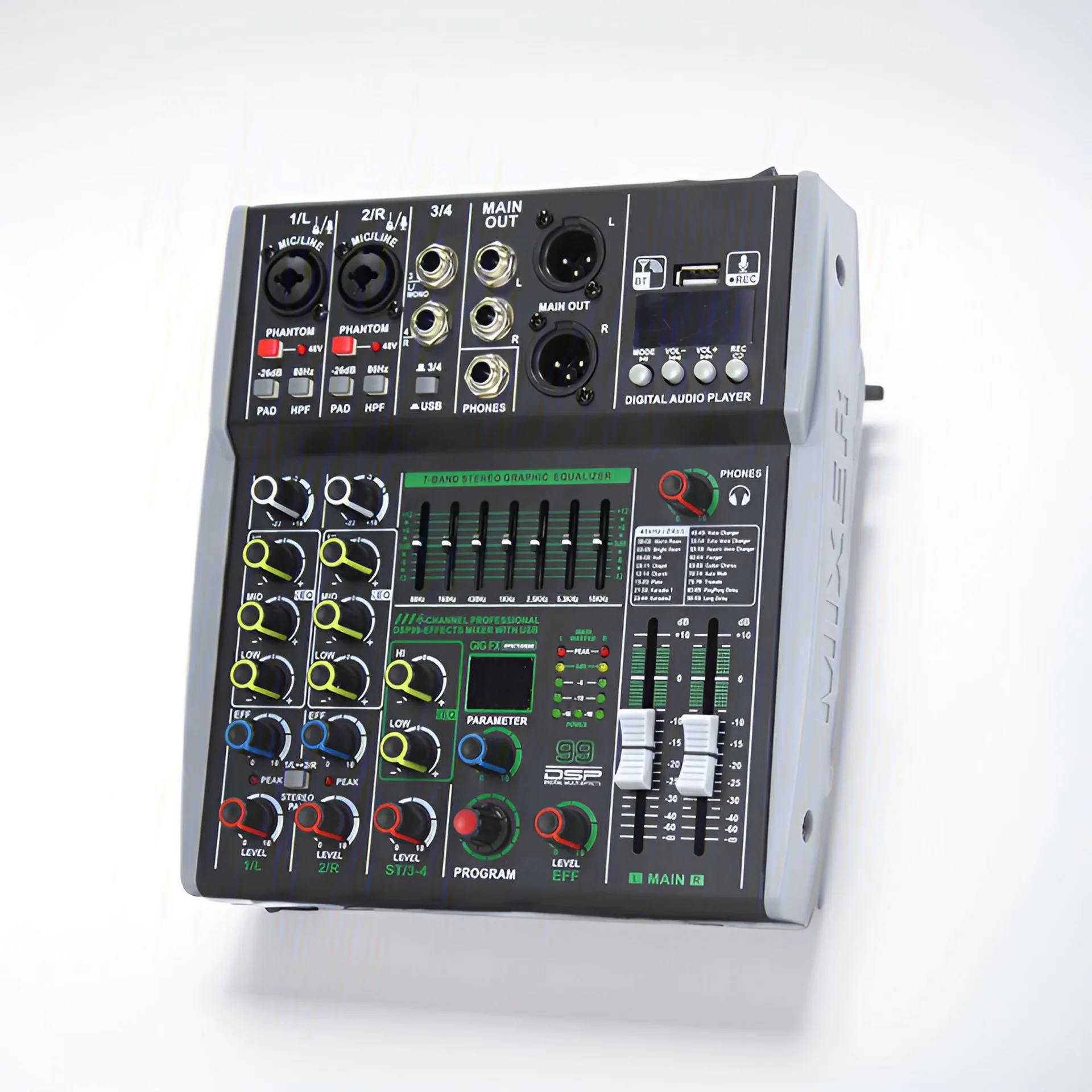 Professional 4/6/8-channel mixer built-in 16DSP 7-segment balanced effect Bluetooth recording mixer