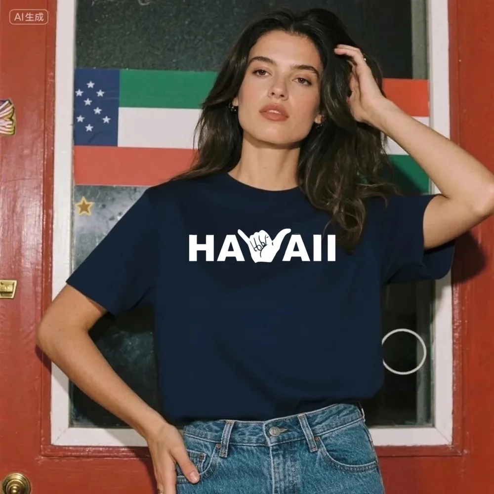 Hawaii Shaka Sign Shirt Hand T-Shirt Vacation Shirt Funny Hawaiian Summer Tee Hawaii Trip Tee Aloha Shirt Y2k Top Women Clothing