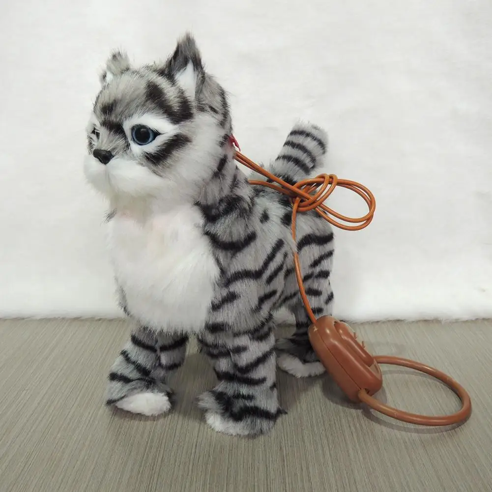 Gato Robot electrónico de peluche para gatos, canciones que cantan, paseo de perro, correa eléctrica para gatito, Control de música, gato, juguete de animales para niños