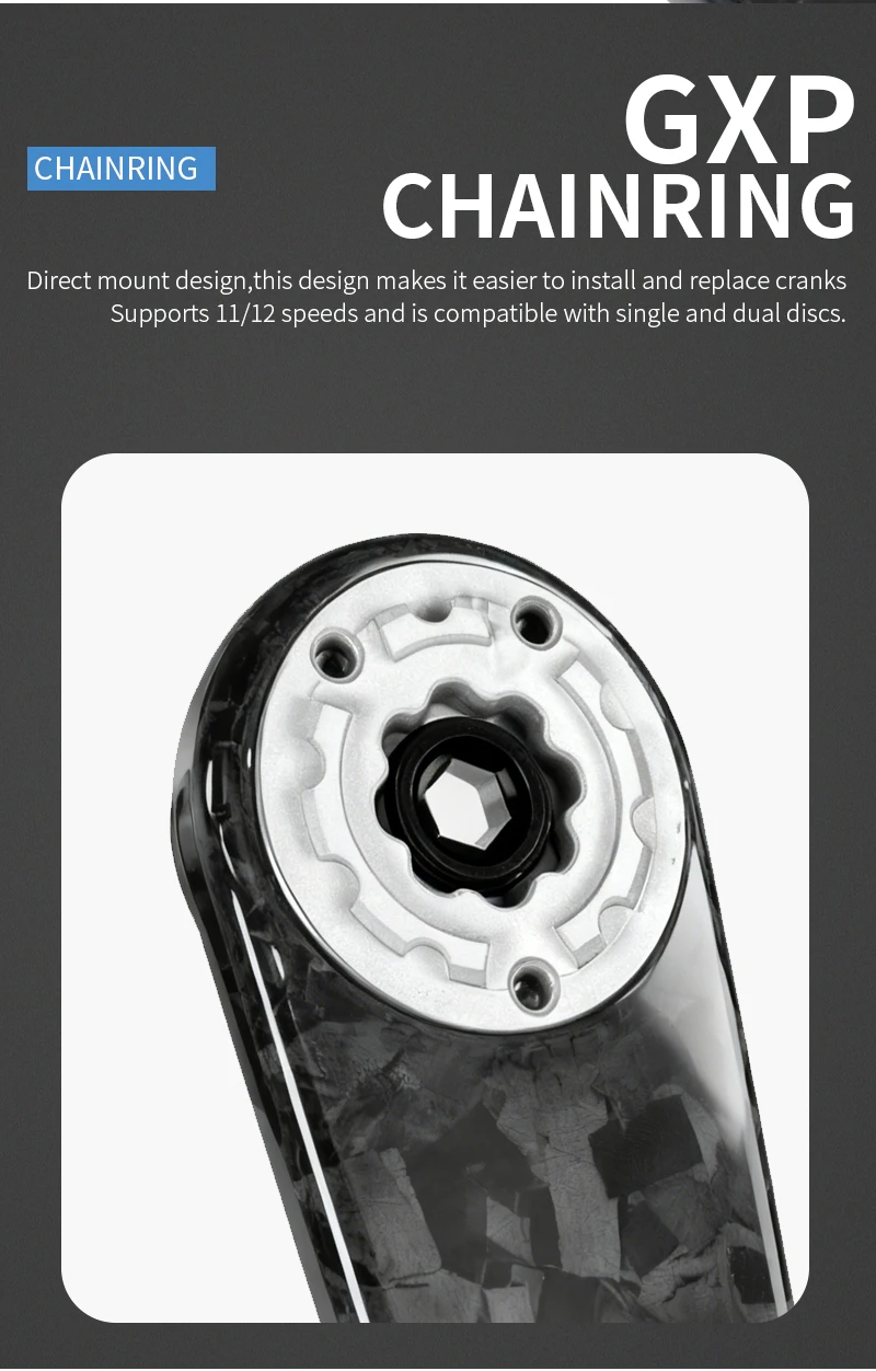 KORE T800 Carbon-Rennrad-Kurbelgarnitur, 345 g, ultraleicht, 24 mm Achsspindel aus Titanlegierung, für Shimano für SRAM Hollowtech – Detail 7