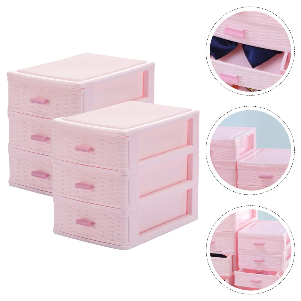 

2pcs Drawer Type Makeup Storage Desktop Box For Cosmetics Sundries Organizer Drawers Desk Storage Space-Saving Desktop