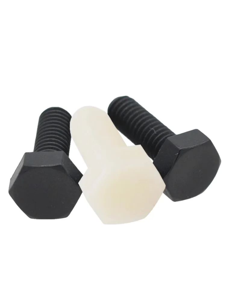 10/20/30/50/100/20 buah M3 M4 M5 M6 M8 M10 M12 nilon putih hitam nilon eksternal heksagonal sekrup penuh baut terisolasi plastik