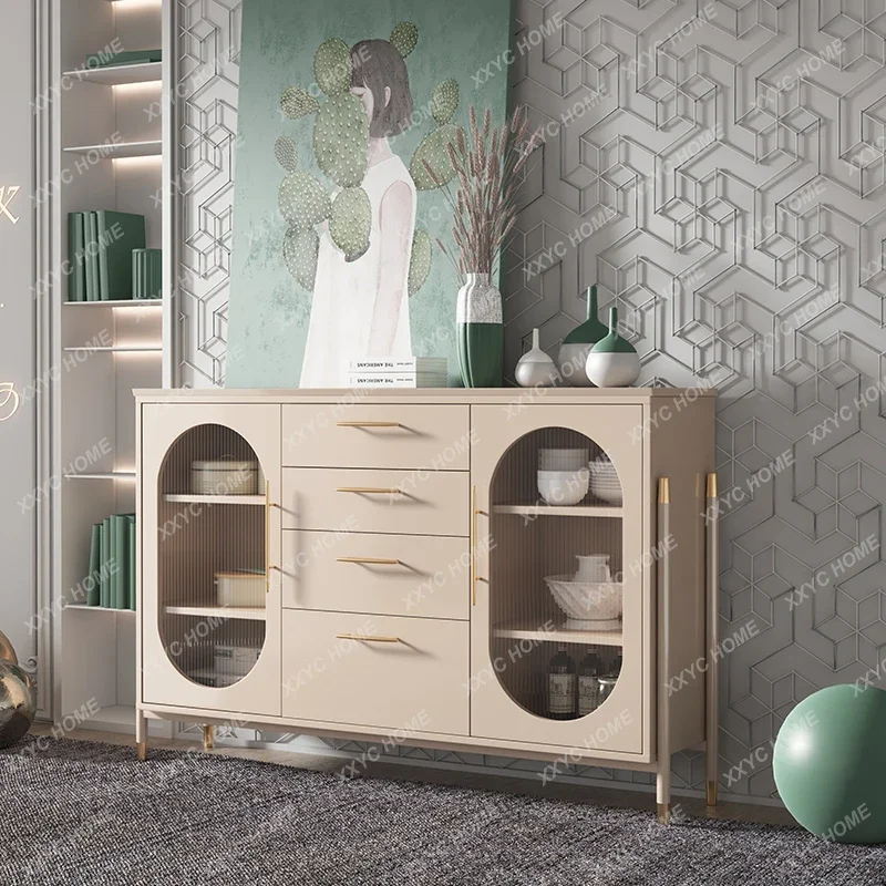 HMJLight luxury solid wood bookcase storage   study with glass door office file cabinet side cabinet