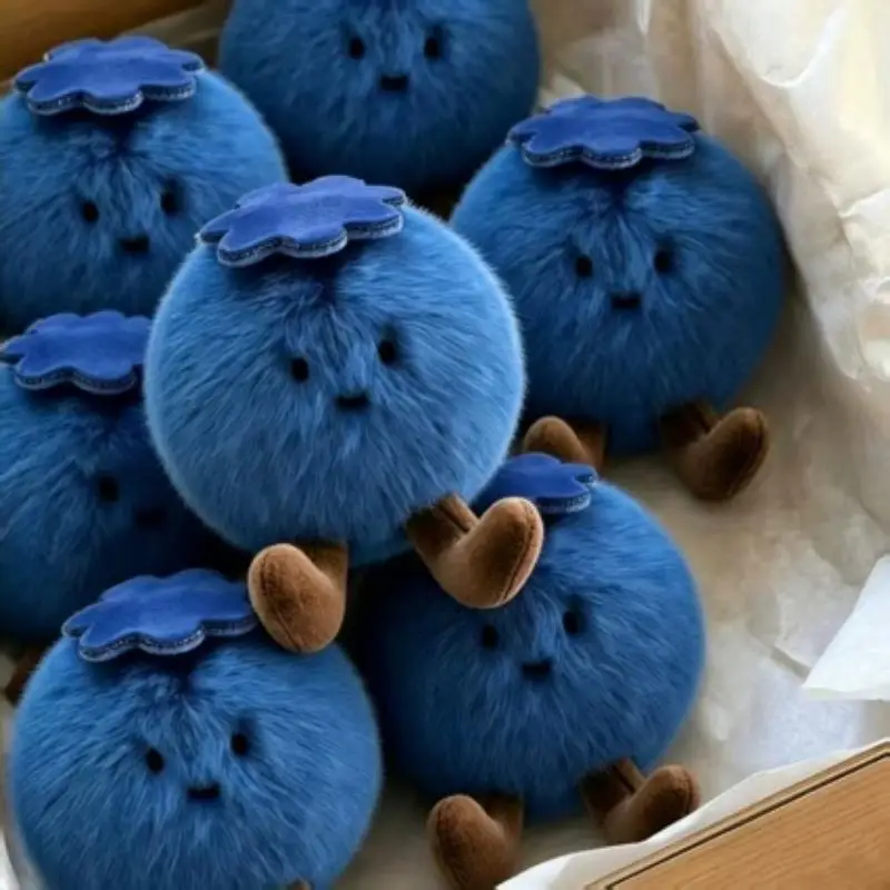 Cute Simulation Innocent Blueberry Doll Stuffed Plush Keychain Bag Charms Cartoon Fruit Pendant Children Birthday Gift-New