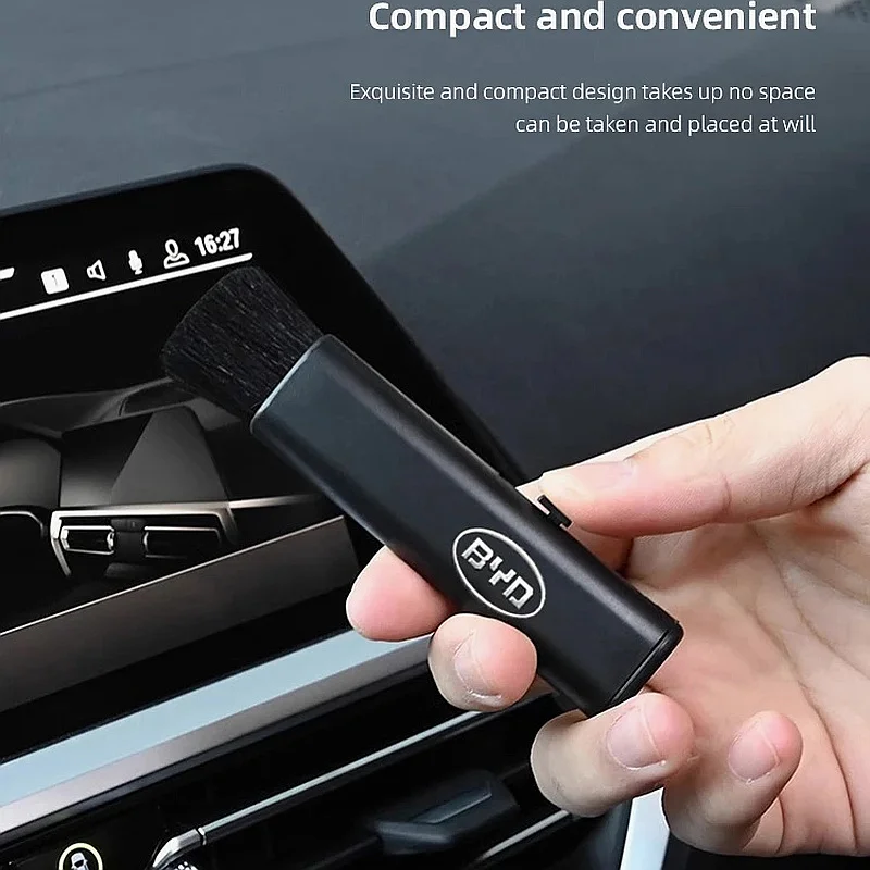 BYD Car Interior Retractable Vent Cleaning Brush For Atto 3 Seal Dolphin Han Tang Song Yuan Soft‑Bristle Dust Clean Detailing Tr