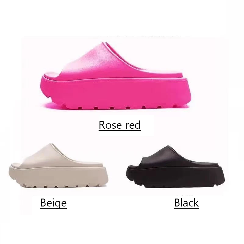 Zapatillas de suela gruesa de Eva para mujer, chanclas de plataforma gruesa para interiores, chanclas de baño antideslizantes ligeras para playa, Verano