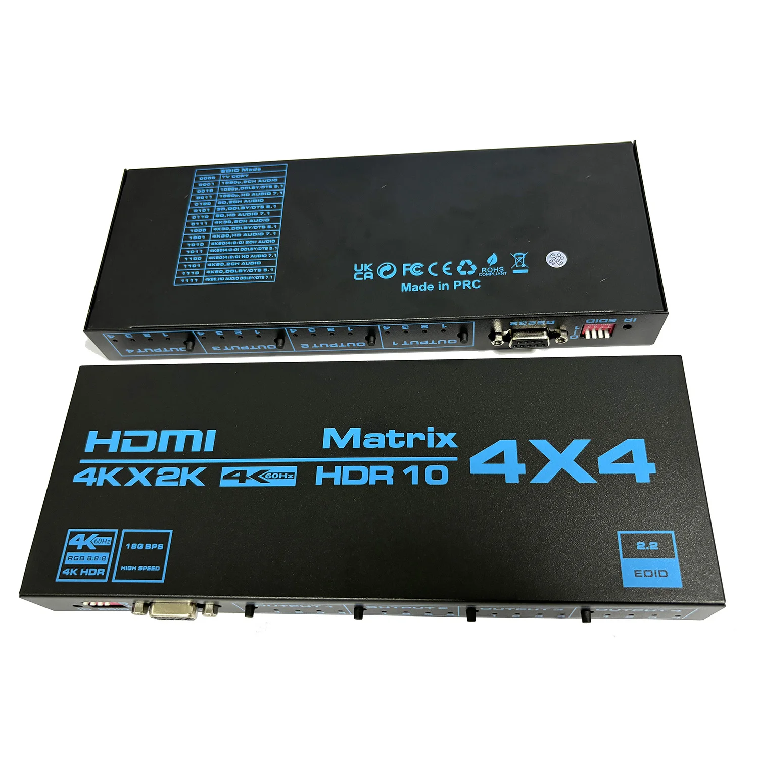 HDR10 4K 4x4 HDMI Matrix HDCP2.2 HDMI Switcher Splitter 4 in 4 Out Audio Video Converter EDID RS232 for Camera PC To TV Monitor