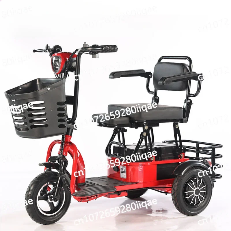 Folding electric three-wheel leisure transportation, electric wheelchair, battery car, disabled elderly rear drive