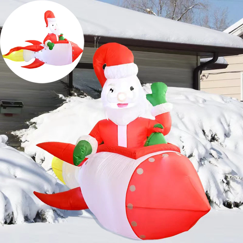 

Cute Funny Inflatable Rocket Santa Claus Figurer for Christmas Decorations Festive Home Garden Cartoon Ornament Kids Xmas Gifts