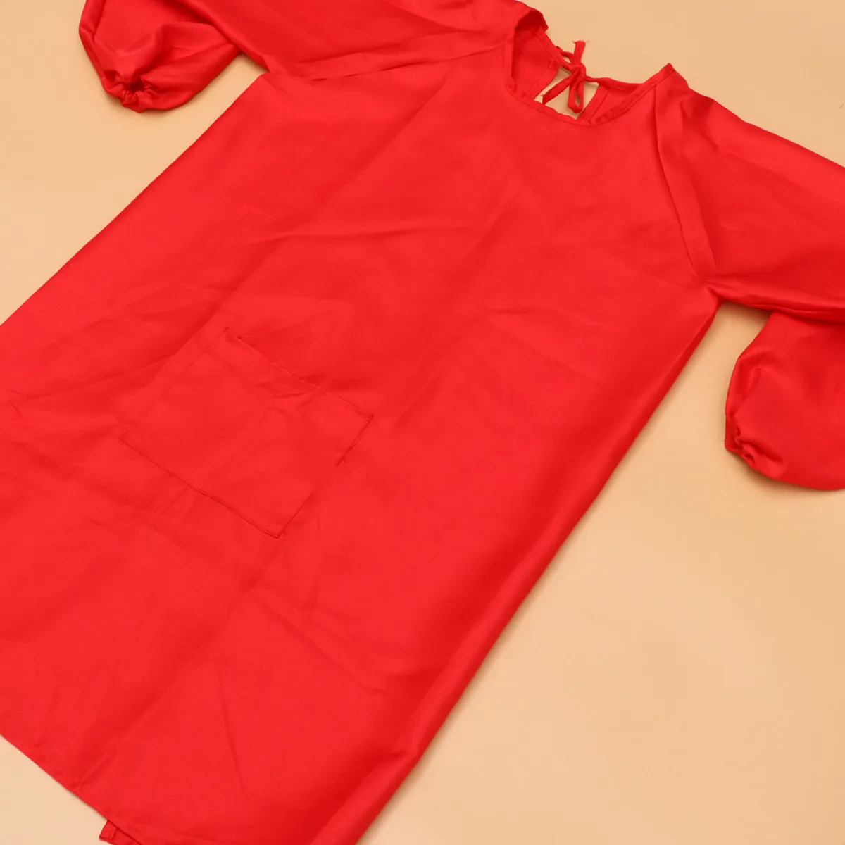 1Pcs Art Smock Long Sleeve Painting Apron Red Xxl Clothes Protector Drawing Coat Cover Painting Apron Smock