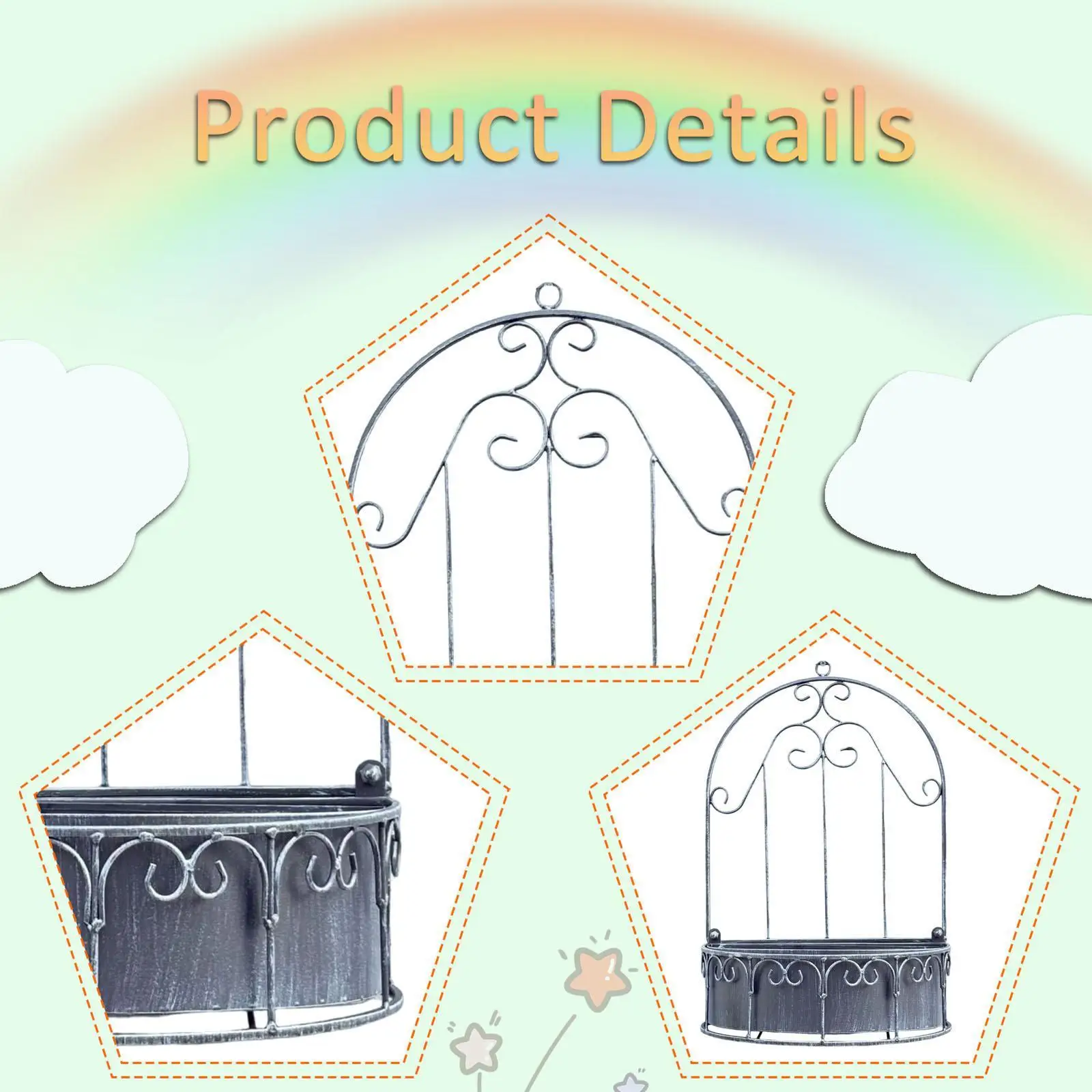 زارع مثبت على الحائط قابل للفصل للاستخدام الداخلي والخارجي صندوق زهور معلق #5