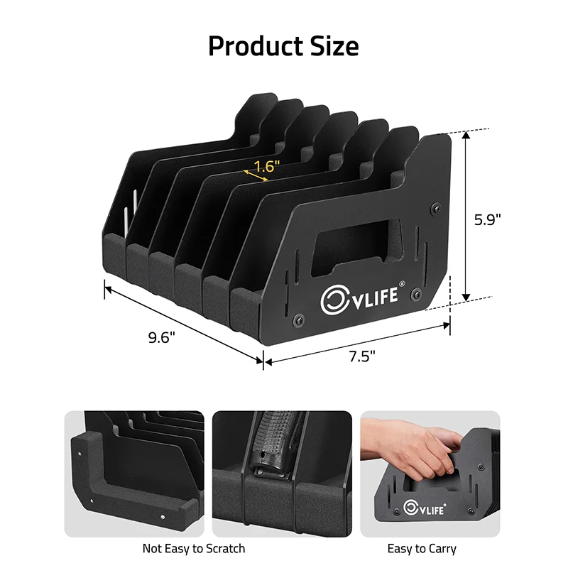 

CVLIFE 6 Slots Pistol Rack for Gun Safe Foam Indoor Pistol Rack Handgun Stand for Gun Cabinet Accessories Storage Organizer
