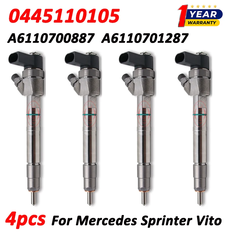 4 шт. 0445110105 дизельная форсунка A6110700887 A6110701287 для Mercedes Benz Sprinter Vito V200 V220 OM611 OM612 4 шт. 0445110105 дизельная форсунка A6110700887 A6110701287 для Mercedes Benz Sprinter Vito V200 V220 OM611 OM612