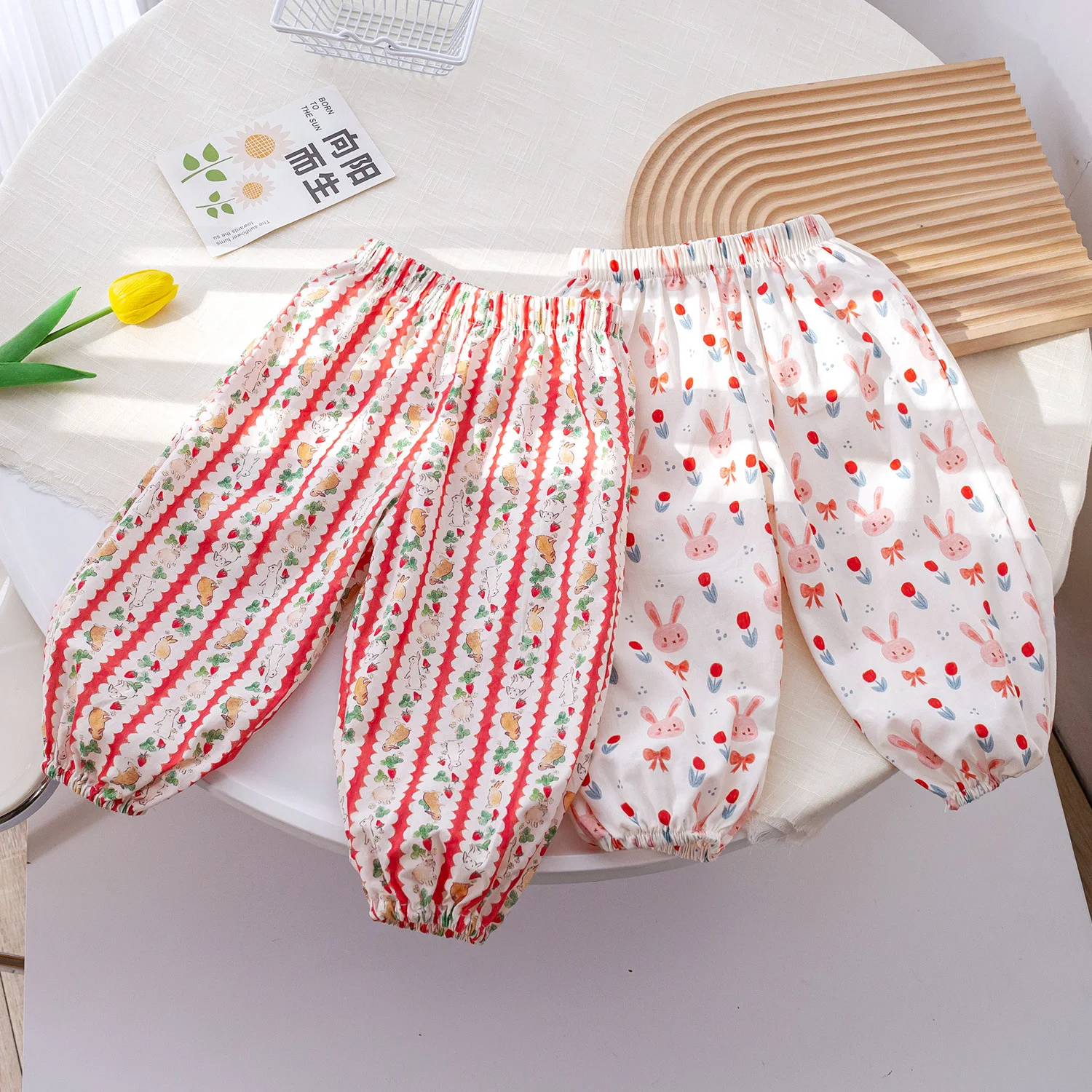 

Летние брюки-фонарики с защитой от комаров для девочек, модные брюки для кондиционированных помещений, стильные длинные штаны для маленьких девочек...