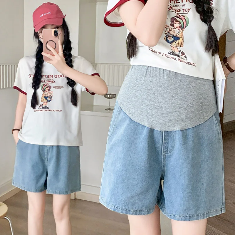 Maternity Jeans Pregnancy Summer Straight Short Jeans Pants Fashion Short Pregnant Denim Jean Pregnancy Jeans Maternity Clothes