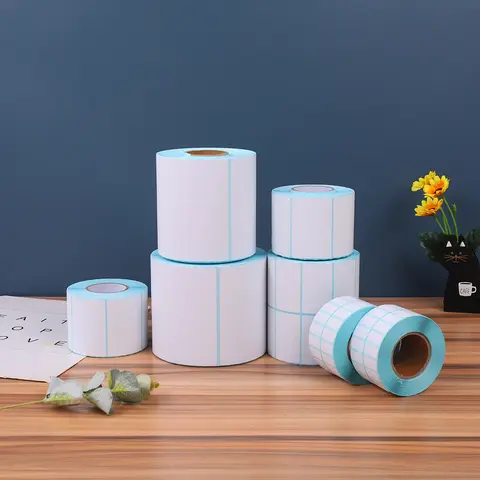 작은 열 접착 라벨 스티커, 빈 흰색 열 스티커, 바코드 스티커, 롤 가격 라벨, 50mm 너비