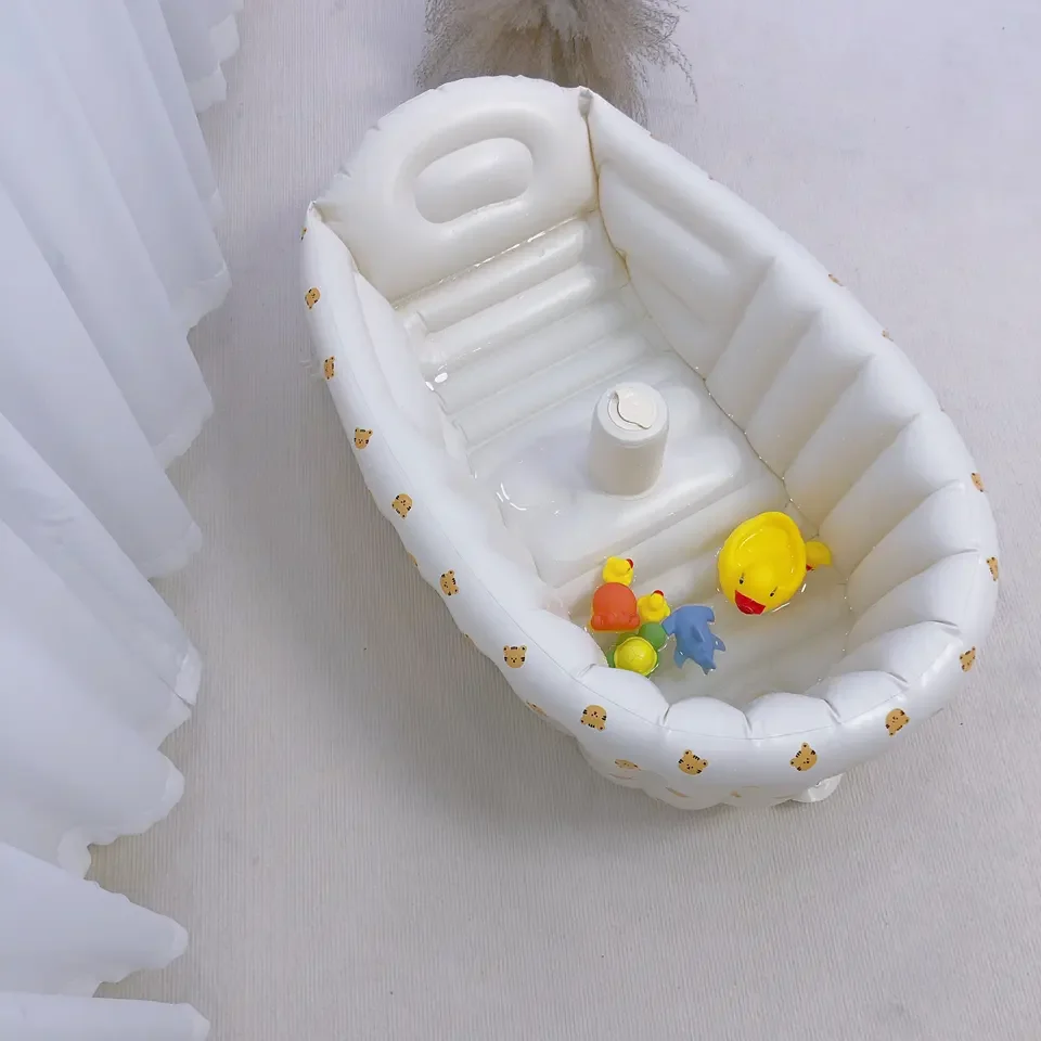 1PCS Inflatable Baby Bathtub Infant Anti-Slip Bath Seat Pool with Air Pump Travel Camping Portable Toddler Bath Tub Age 0-3 Year