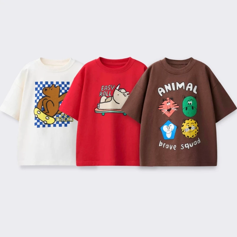 Printed Cartoon T-shirt For Kids Clothing Summer Costume Simple Fashion Baby Girl And Boy Short Sleeve Tees Tops Children Tshirt