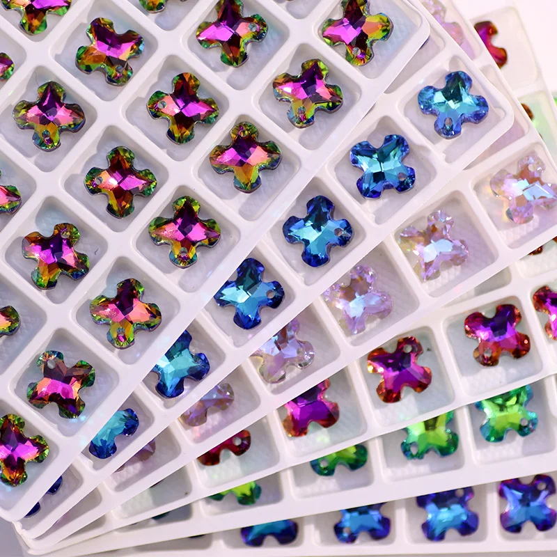 High quality dart-shaped glass cross bead multicolor 14mm crystal charm pendant for Diy jewelry embroidery accessories