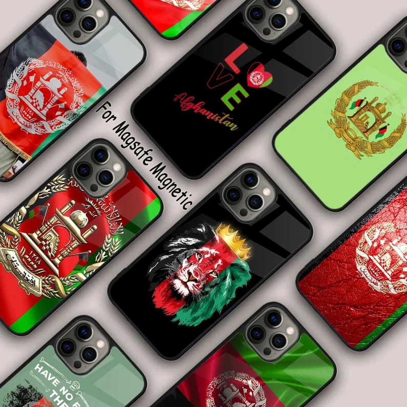 Afghan Afghanistan Flag Magnetic Phone Case For APPLE iPhone 16 14 13 12 11 Pro Max 15 Plus Wireless Charge With MagSafe Cover